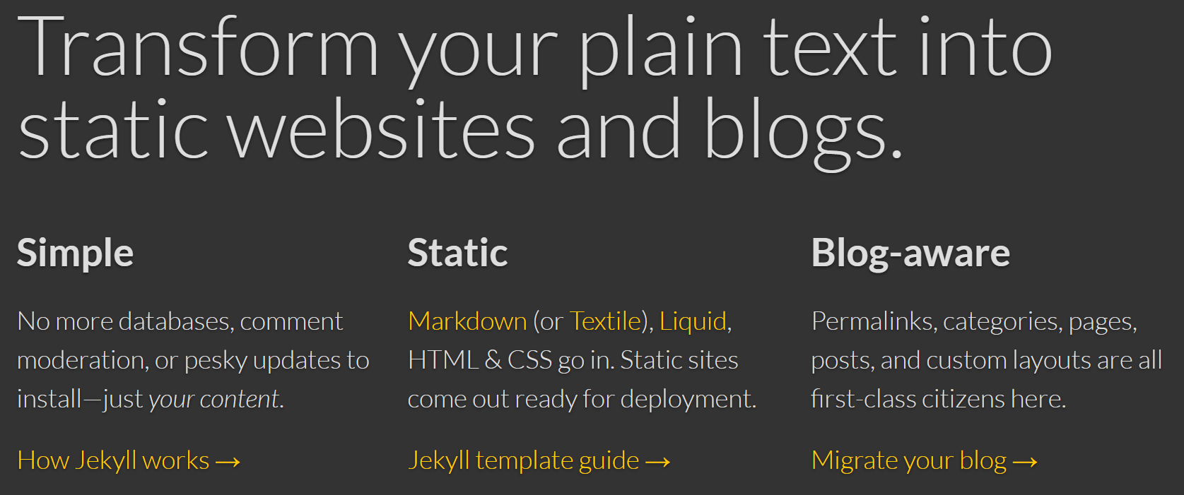 Jekyll vs postach.io vs ghost